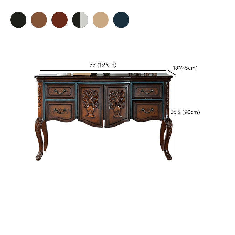 Solid Wood 35.4" Tall 2 - Door Accent Cabinet, Industrial Accent Cabinet with 4 Drawers Clearhalo 'Cabinets & Chests' 'cabinets_chests' 'furn' 'furn_cabinets_chests' 'Furniture' 'Living Room Furniture' 7334120
