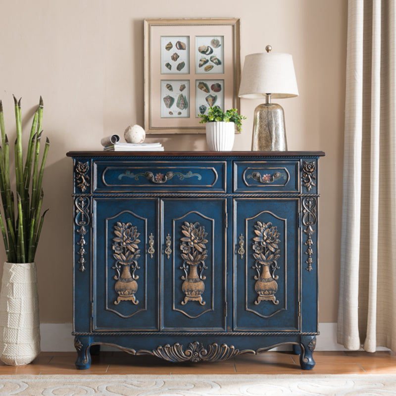 Distressed Wood Industrial Storage Cabinet, Solid Wood Rectangle Cabinet 47"L x 16"W x 41"H Blue Clearhalo 'Cabinets & Chests' 'cabinets_chests' 'furn' 'furn_cabinets_chests' 'Furniture' 'Living Room Furniture' 7334122
