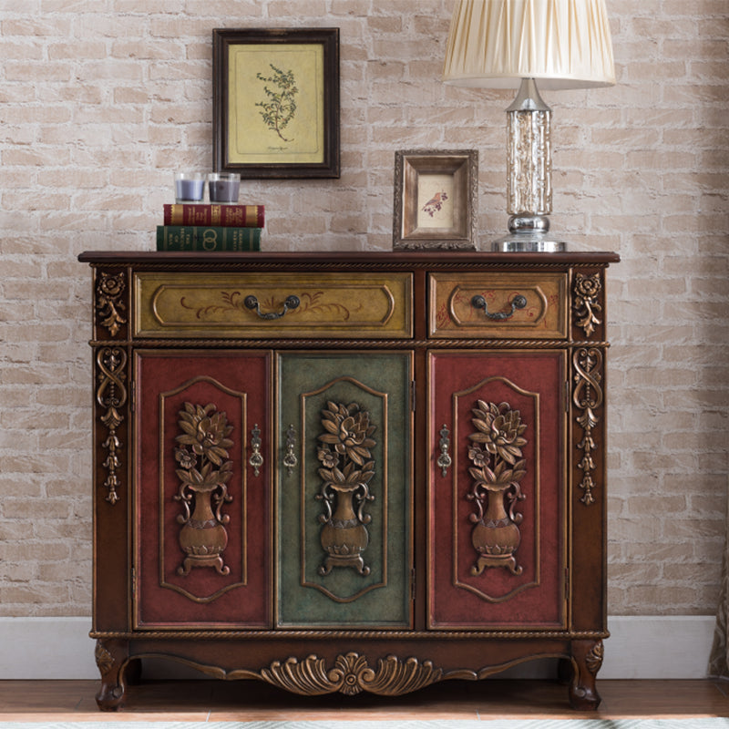 Distressed Wood Industrial Storage Cabinet, Solid Wood Rectangle Cabinet 47"L x 16"W x 41"H Burgundy Clearhalo 'Cabinets & Chests' 'cabinets_chests' 'furn' 'furn_cabinets_chests' 'Furniture' 'Living Room Furniture' 7334127