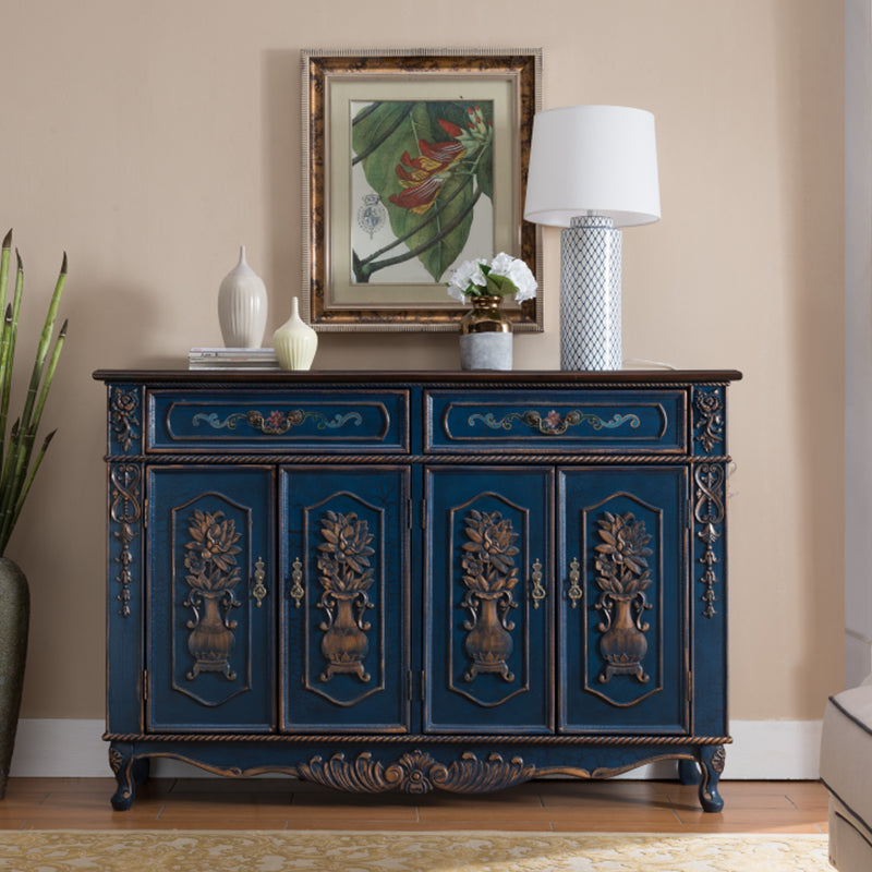 Distressed Wood Industrial Storage Cabinet, Solid Wood Rectangle Cabinet 59"L x 16"W x 41"H Blue Clearhalo 'Cabinets & Chests' 'cabinets_chests' 'furn' 'furn_cabinets_chests' 'Furniture' 'Living Room Furniture' 7334134