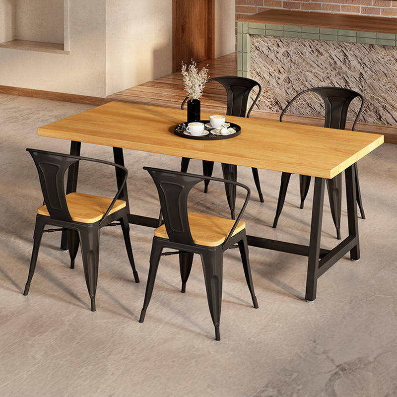 産業長方形のダイニングテーブルセット1/2/3/5メタルベースのキッチン家具セット付き