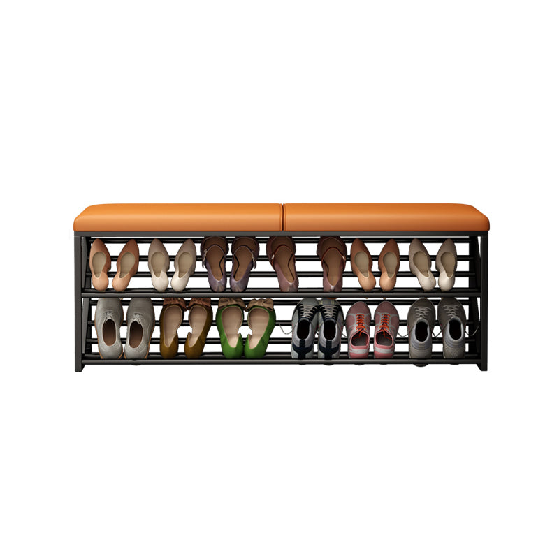 Modern Entryway Bench Cushioned Rectangle Seating Bench with Shelves Orange Black Clearhalo 'Benches' 'Chairs & Seating' 'furn' 'furn_benches' 'Furniture' 'Living Room Furniture' 7335443