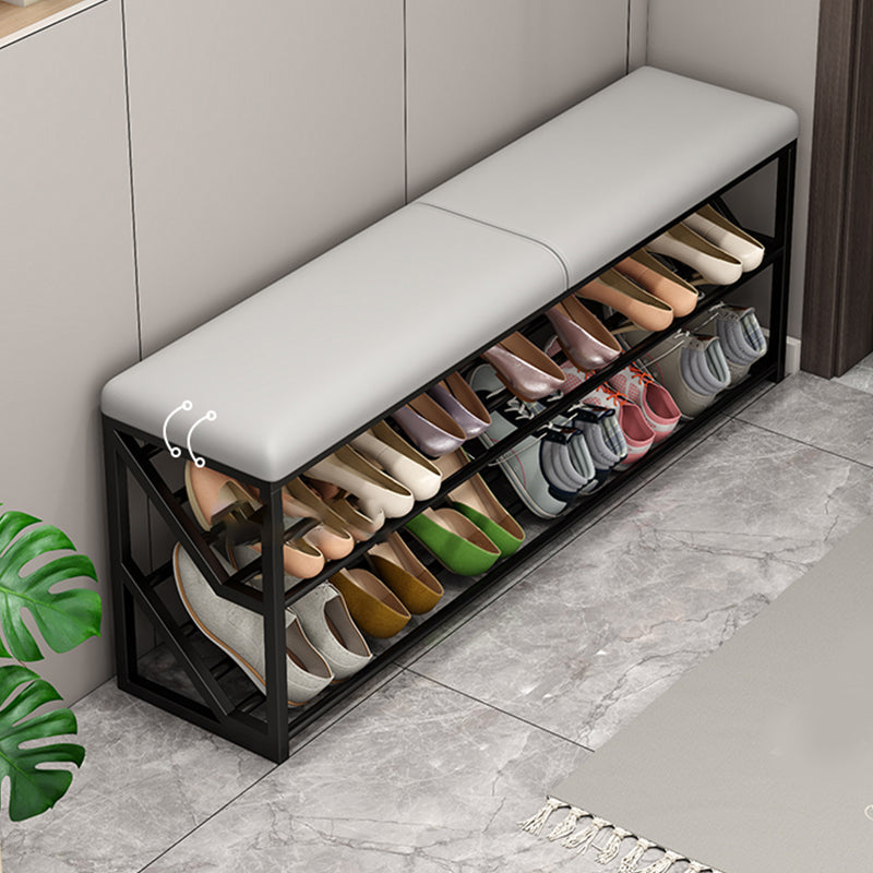 Modern Entryway Bench Cushioned Rectangle Seating Bench with Shelves Clearhalo 'Benches' 'Chairs & Seating' 'furn' 'furn_benches' 'Furniture' 'Living Room Furniture' 7335450