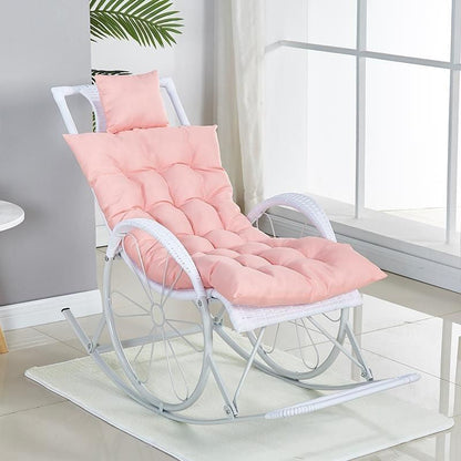 ラタンロッキングアクセント椅子房付きクッション付きモダンな織物ロープロッキングチェア