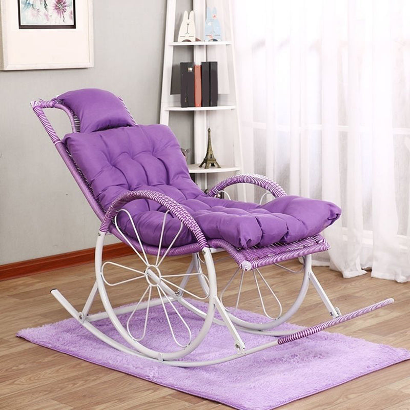 ラタンロッキングアクセント椅子房付きクッション付きモダンな織物ロープロッキングチェア