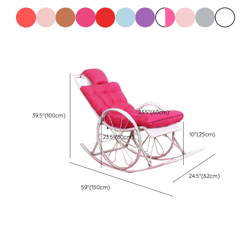 ラタンロッキングアクセント椅子房付きクッション付きモダンな織物ロープロッキングチェア