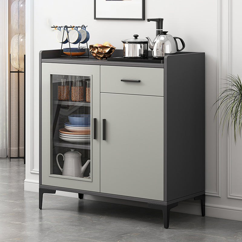 Server da pranzo in stile moderno grigio colore ingegnerizzato in legno con 1 cassetto