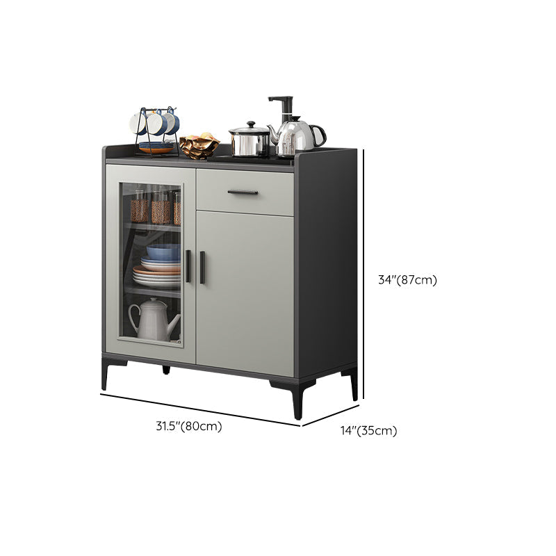 Server da pranzo in stile moderno grigio colore ingegnerizzato in legno con 1 cassetto