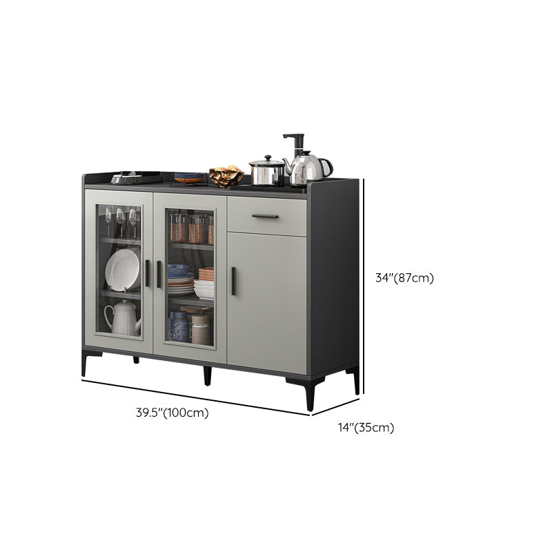 Server da pranzo in stile moderno grigio colore ingegnerizzato in legno con 1 cassetto