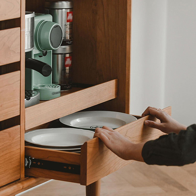 Portes en verre de style moderne Table buffet en bois massif avec 5 tirages