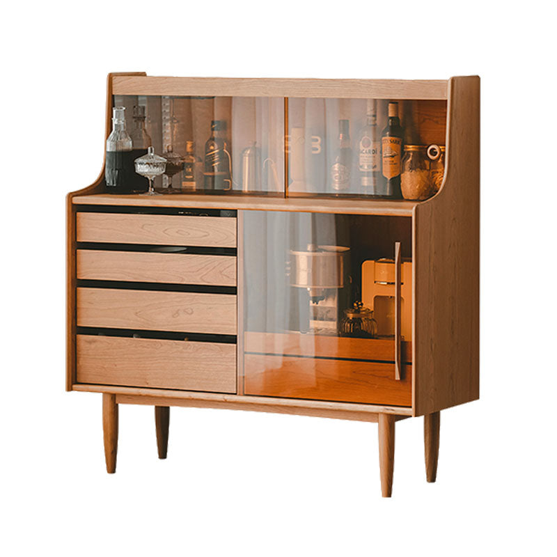 Portes en verre de style moderne Table buffet en bois massif avec 5 tirages