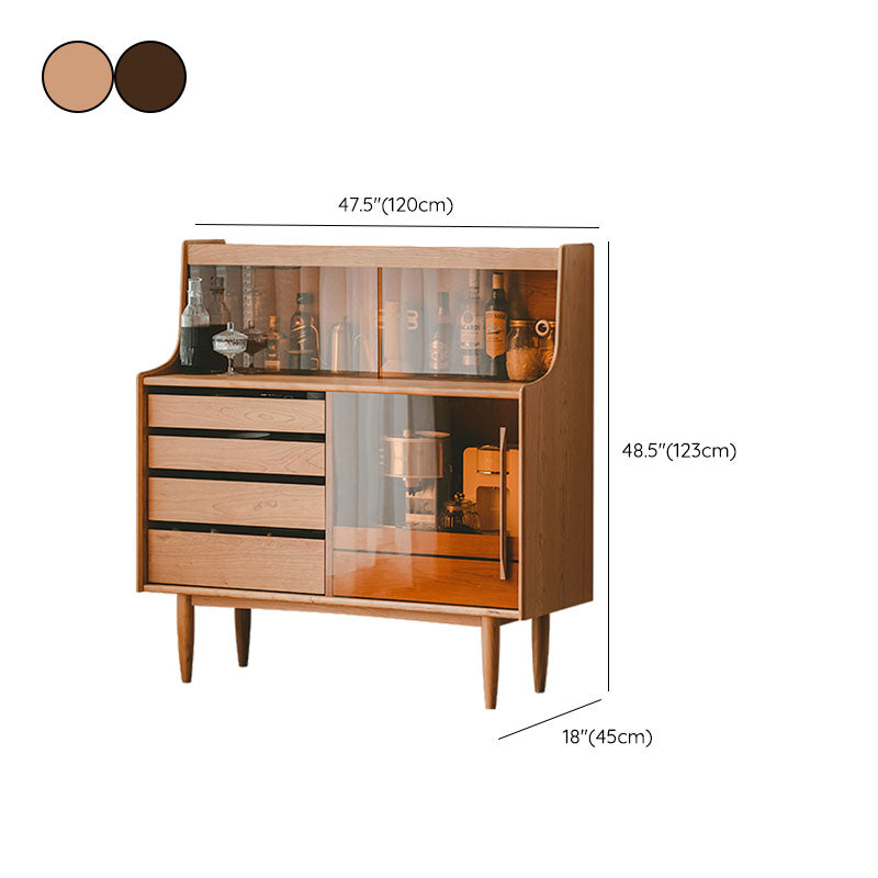 Portes en verre de style moderne Table buffet en bois massif avec 5 tirages