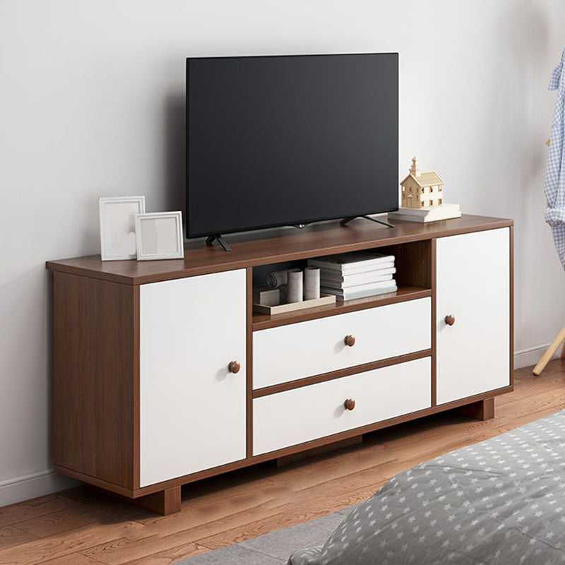 Wooden TV Media Console Scandinavian TV Stand Console for Living Room 47"L x 12"W x 21"H Walnut White 2 Clearhalo 'furn' 'furn_tv_stands_entertainment_centers' 'Furniture' 'Living Room Furniture' 'TV Stands & Entertainment Centers' 'TV Stands & Media Storage Furniture' 'tv_stands_entertainment_centers' 7335896
