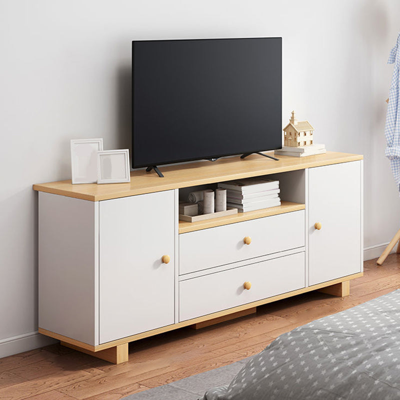 Wooden TV Media Console Scandinavian TV Stand Console for Living Room 47"L x 12"W x 21"H White 2 Clearhalo 'furn' 'furn_tv_stands_entertainment_centers' 'Furniture' 'Living Room Furniture' 'TV Stands & Entertainment Centers' 'TV Stands & Media Storage Furniture' 'tv_stands_entertainment_centers' 7335897