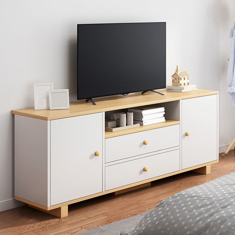 Wooden TV Media Console Scandinavian TV Stand Console for Living Room 55"L x 12"W x 21"H White 2 Clearhalo 'furn' 'furn_tv_stands_entertainment_centers' 'Furniture' 'Living Room Furniture' 'TV Stands & Entertainment Centers' 'TV Stands & Media Storage Furniture' 'tv_stands_entertainment_centers' 7335905