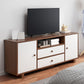 Wooden TV Media Console Scandinavian TV Stand Console for Living Room 55"L x 12"W x 21"H Walnut White 2 Clearhalo 'furn' 'furn_tv_stands_entertainment_centers' 'Furniture' 'Living Room Furniture' 'TV Stands & Entertainment Centers' 'TV Stands & Media Storage Furniture' 'tv_stands_entertainment_centers' 7335907