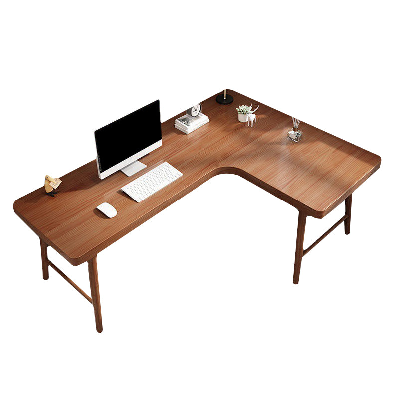 Modern Solid Wood Office Desk Corner 29.53 Inch Tall Writing Desk in Brown