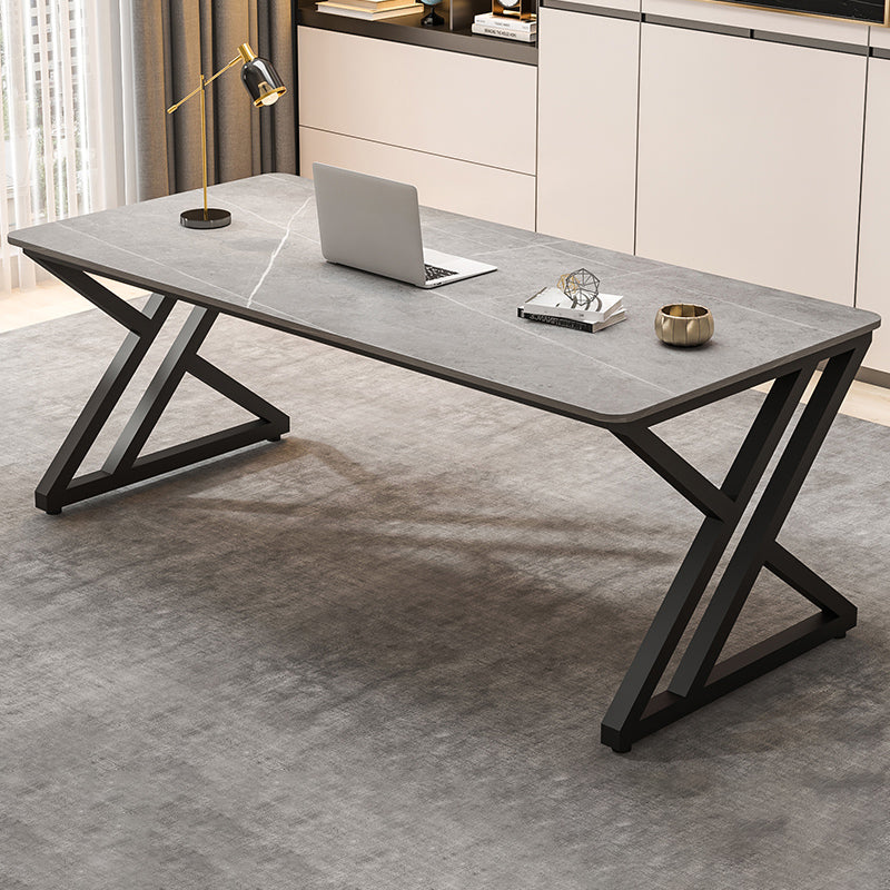 Modern Style Steel Base Office Desk Rectangular Home Writing Desk Grey Clearhalo 'furn' 'furn_office_desk' 'Furniture' 'Office Desks' 'Office Furniture' 'office_desk' 7336028