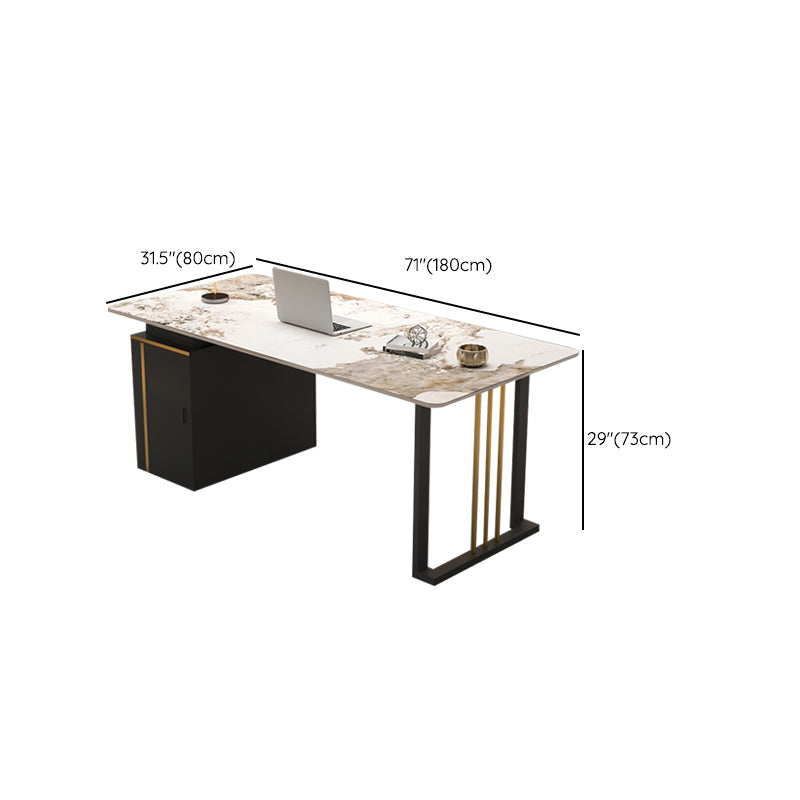 Modern Style Steel Base Office Desk Rectangular Home Writing Desk Clearhalo 'furn' 'furn_office_desk' 'Furniture' 'Office Desks' 'Office Furniture' 'office_desk' 7336057