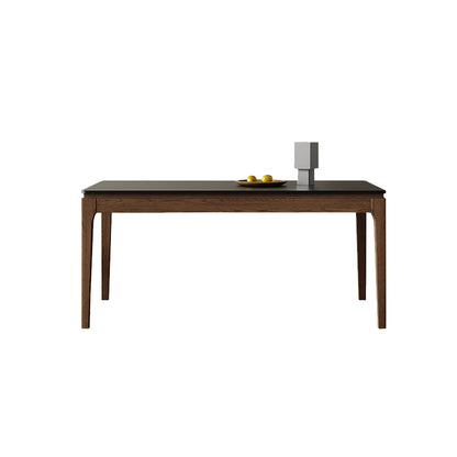 Ash Wood Frame Dining Table Black Stone Top Dinette Table for Home