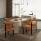 White Stone Top Dinette Table with Double Pedestal Modern Free Form Dining Table Clearhalo 'Dining Tables & Seating' 'Dining Tables' 'dining_table' 'furn' 'furn_dining_table' 'Furniture' 'Kitchen & Dining Furniture' 7336693