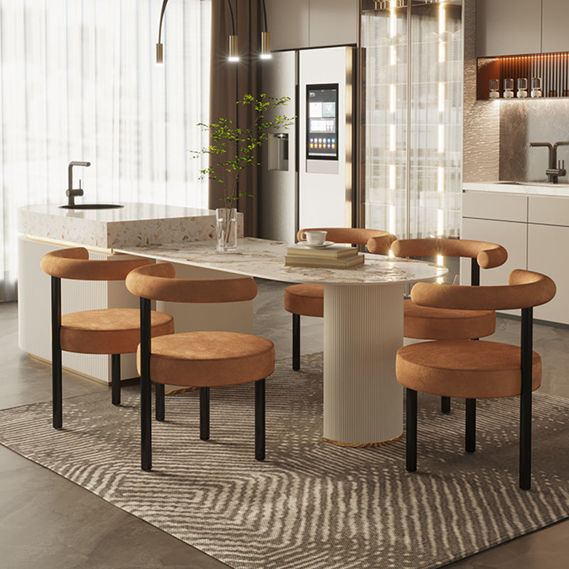 White Stone Top Dinette Table with Double Pedestal Modern Free Form Dining Table Clearhalo 'Dining Tables & Seating' 'Dining Tables' 'dining_table' 'furn' 'furn_dining_table' 'Furniture' 'Kitchen & Dining Furniture' 7336695
