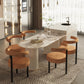 White Stone Top Dinette Table with Double Pedestal Modern Free Form Dining Table Clearhalo 'Dining Tables & Seating' 'Dining Tables' 'dining_table' 'furn' 'furn_dining_table' 'Furniture' 'Kitchen & Dining Furniture' 7336697