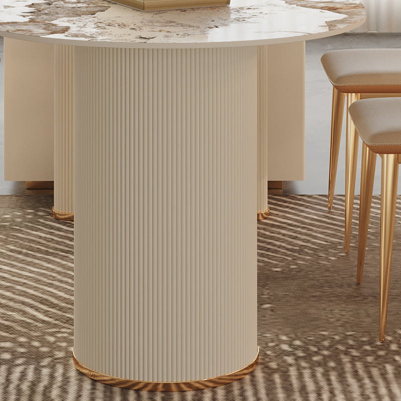 White Stone Top Dinette Table with Double Pedestal Modern Free Form Dining Table Clearhalo 'Dining Tables & Seating' 'Dining Tables' 'dining_table' 'furn' 'furn_dining_table' 'Furniture' 'Kitchen & Dining Furniture' 7336700