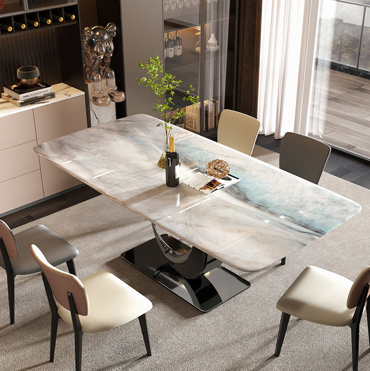 Rectangle Dining Room Table Pedestal Dinner Room Kitchen Table Clearhalo 'Dining Tables & Seating' 'Dining Tables' 'dining_table' 'furn' 'furn_dining_table' 'Furniture' 'Kitchen & Dining Furniture' 7336737