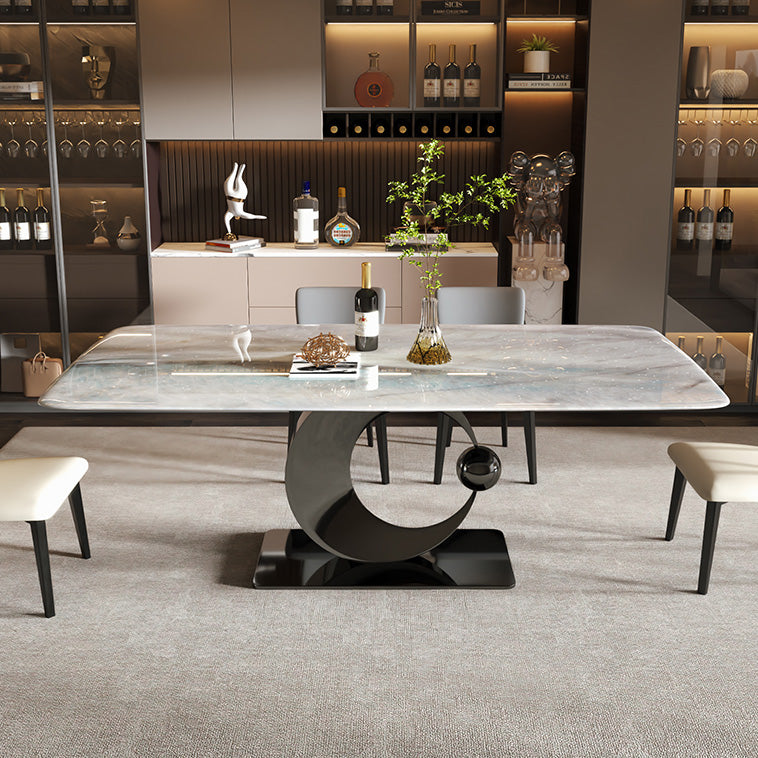 Rectangle Dining Room Table Pedestal Dinner Room Kitchen Table Clearhalo 'Dining Tables & Seating' 'Dining Tables' 'dining_table' 'furn' 'furn_dining_table' 'Furniture' 'Kitchen & Dining Furniture' 7336739