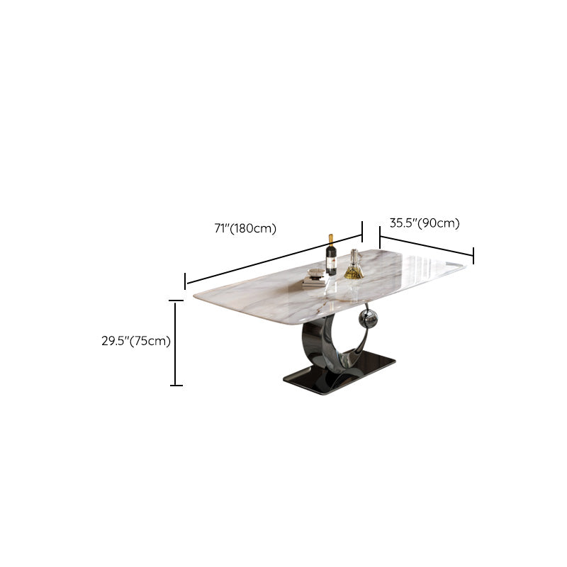 Rectangle Dining Room Table Pedestal Dinner Room Kitchen Table Clearhalo 'Dining Tables & Seating' 'Dining Tables' 'dining_table' 'furn' 'furn_dining_table' 'Furniture' 'Kitchen & Dining Furniture' 7336746