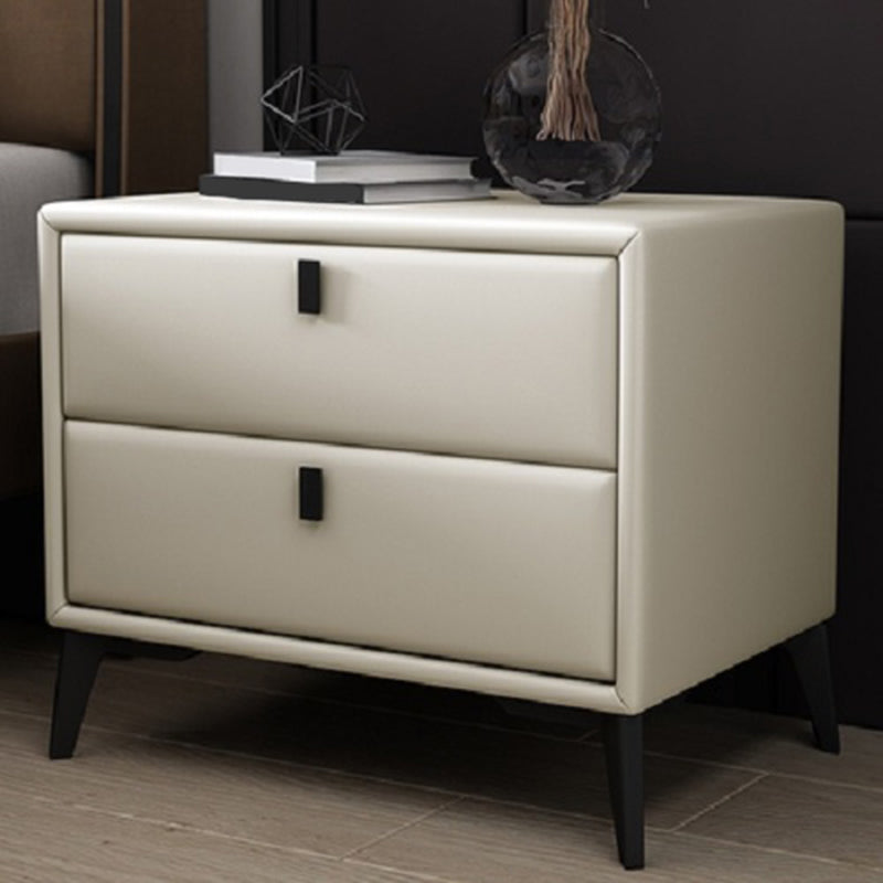 Faux Leather Accent Table Nightstand Contemporary Bed Nightstand Beige 1 Piece Clearhalo 'Bedroom Furniture' 'furn' 'furn_night_stand' 'Furniture' 'night_stand' 'Nightstands' 7336804