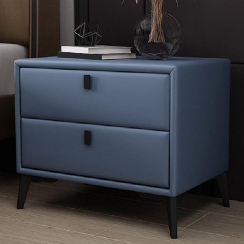 Faux Leather Accent Table Nightstand Contemporary Bed Nightstand Blue 1 Piece Clearhalo 'Bedroom Furniture' 'furn' 'furn_night_stand' 'Furniture' 'night_stand' 'Nightstands' 7336805