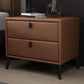 Faux Leather Accent Table Nightstand Contemporary Bed Nightstand Brown 1 Piece Clearhalo 'Bedroom Furniture' 'furn' 'furn_night_stand' 'Furniture' 'night_stand' 'Nightstands' 7336807
