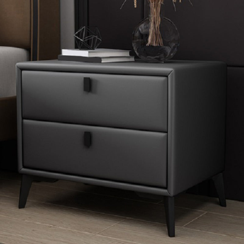 Faux Leather Accent Table Nightstand Contemporary Bed Nightstand Dark Gray 1 Piece Clearhalo 'Bedroom Furniture' 'furn' 'furn_night_stand' 'Furniture' 'night_stand' 'Nightstands' 7336808