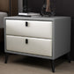 Faux Leather Accent Table Nightstand Contemporary Bed Nightstand Light Gray-White 1 Piece Clearhalo 'Bedroom Furniture' 'furn' 'furn_night_stand' 'Furniture' 'night_stand' 'Nightstands' 7336810
