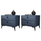 Faux Leather Accent Table Nightstand Contemporary Bed Nightstand Blue 2 Piece Set Clearhalo 'Bedroom Furniture' 'furn' 'furn_night_stand' 'Furniture' 'night_stand' 'Nightstands' 7336813