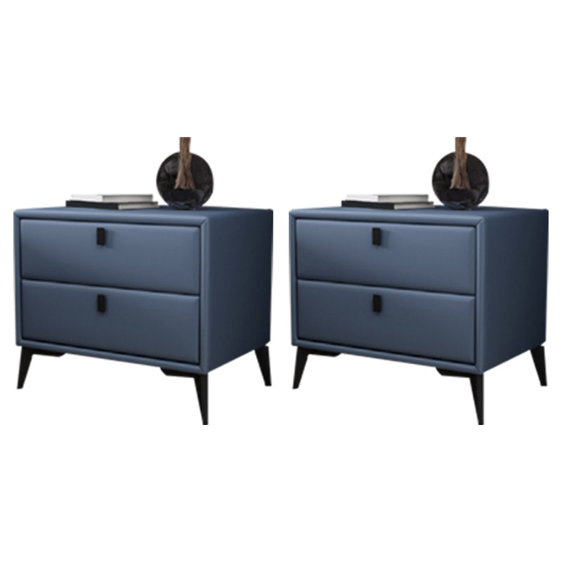 Faux Leather Accent Table Nightstand Contemporary Bed Nightstand Blue 2 Piece Set Clearhalo 'Bedroom Furniture' 'furn' 'furn_night_stand' 'Furniture' 'night_stand' 'Nightstands' 7336813