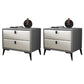 Faux Leather Accent Table Nightstand Contemporary Bed Nightstand Light Gray-White 2 Piece Set Clearhalo 'Bedroom Furniture' 'furn' 'furn_night_stand' 'Furniture' 'night_stand' 'Nightstands' 7336817