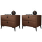 Faux Leather Accent Table Nightstand Contemporary Bed Nightstand Brown 2 Piece Set Clearhalo 'Bedroom Furniture' 'furn' 'furn_night_stand' 'Furniture' 'night_stand' 'Nightstands' 7336823