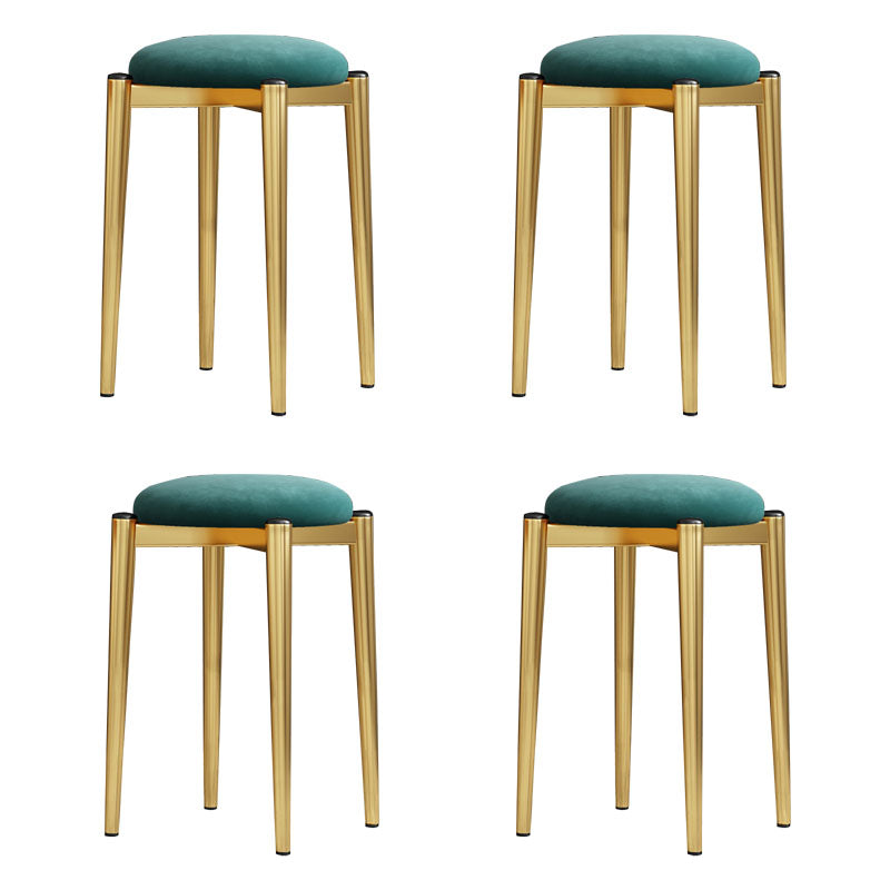 Luxury Ottoman Velvet Tear Resistant Metal Legs Solid Color Round Ottoman Green 4 Piece Set Clearhalo 'furn' 'furn_ottomans_poufs' 'Furniture' 'Living Room Furniture' 'Ottomans & Poufs' 'ottomans_poufs' 7336864