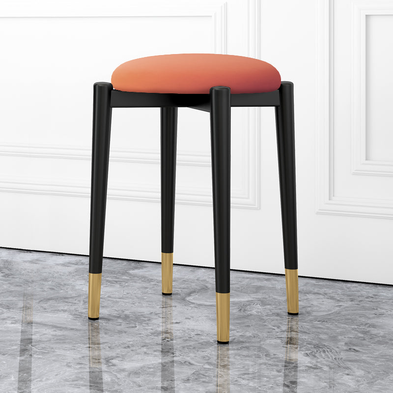 Luxury Ottoman Velvet Tear Resistant Metal Legs Solid Color Round Ottoman Orange 1 Piece Clearhalo 'furn' 'furn_ottomans_poufs' 'Furniture' 'Living Room Furniture' 'Ottomans & Poufs' 'ottomans_poufs' 7336865