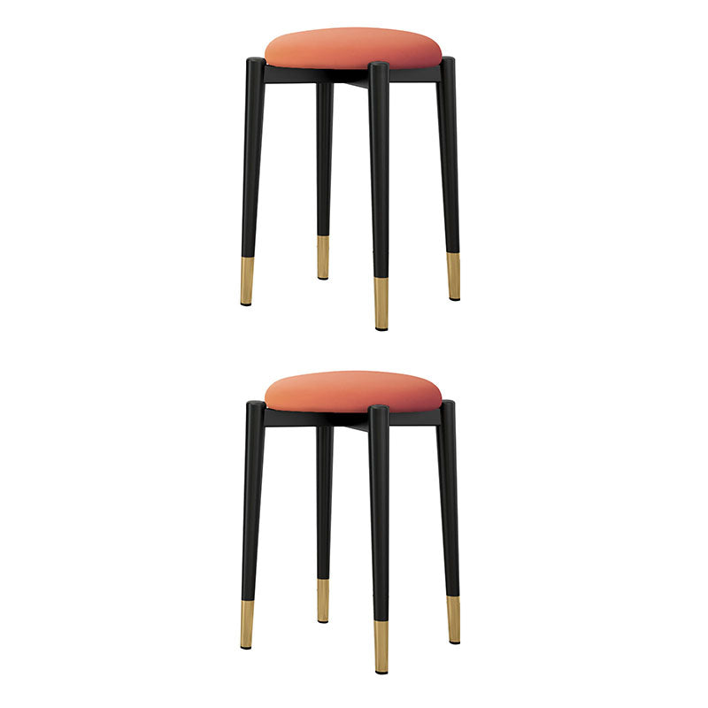 Luxury Ottoman Velvet Tear Resistant Metal Legs Solid Color Round Ottoman Orange 2 Piece Set Clearhalo 'furn' 'furn_ottomans_poufs' 'Furniture' 'Living Room Furniture' 'Ottomans & Poufs' 'ottomans_poufs' 7336868