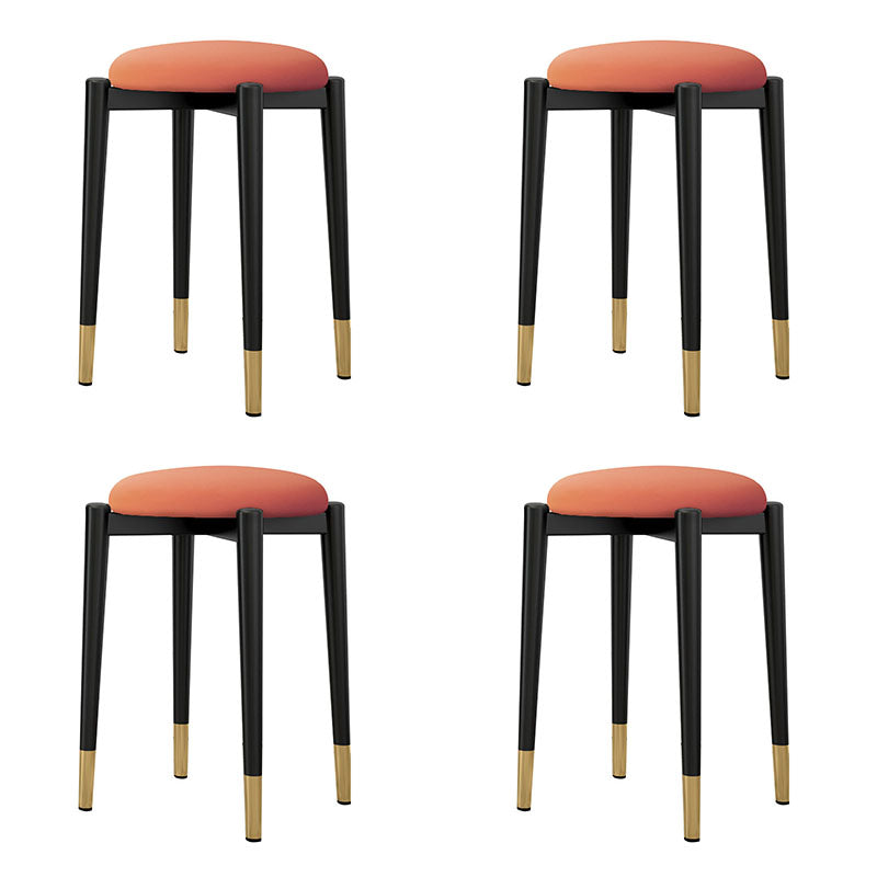Luxury Ottoman Velvet Tear Resistant Metal Legs Solid Color Round Ottoman Orange 4 Piece Set Clearhalo 'furn' 'furn_ottomans_poufs' 'Furniture' 'Living Room Furniture' 'Ottomans & Poufs' 'ottomans_poufs' 7336870