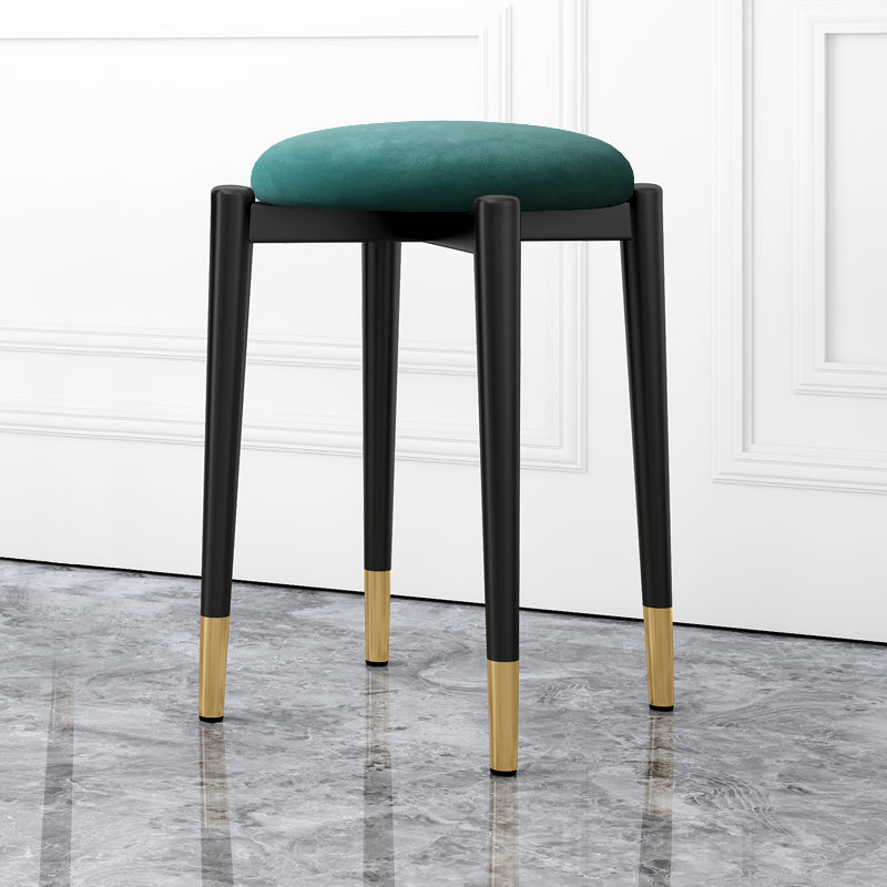 Luxury Ottoman Velvet Tear Resistant Metal Legs Solid Color Round Ottoman Dark Green 1 Piece Clearhalo 'furn' 'furn_ottomans_poufs' 'Furniture' 'Living Room Furniture' 'Ottomans & Poufs' 'ottomans_poufs' 7336872
