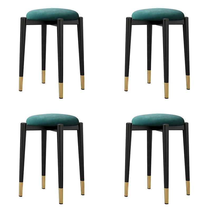 Luxury Ottoman Velvet Tear Resistant Metal Legs Solid Color Round Ottoman Dark Green 4 Piece Set Clearhalo 'furn' 'furn_ottomans_poufs' 'Furniture' 'Living Room Furniture' 'Ottomans & Poufs' 'ottomans_poufs' 7336875