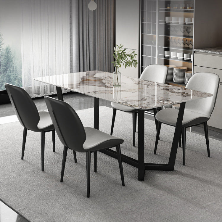 Nordic Style Parsons Dining Chairs Fabric and Faux Leather Chair