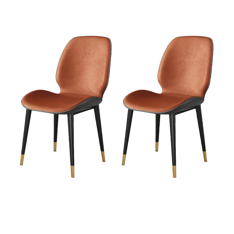 Nordic Style Parsons Dining Chairs Fabric and Faux Leather Chair