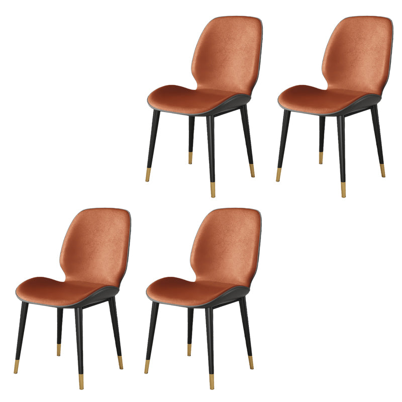 Nordic Style Parsons Dining Chairs Fabric and Faux Leather Chair