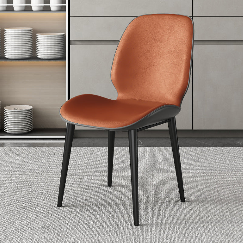 Nordic Style Parsons Dining Chairs Fabric and Faux Leather Chair